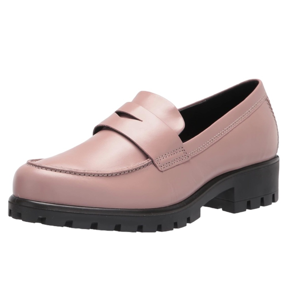 Beautiful ECCO Women's Pink Leather Lug Sole Penny Loafer
